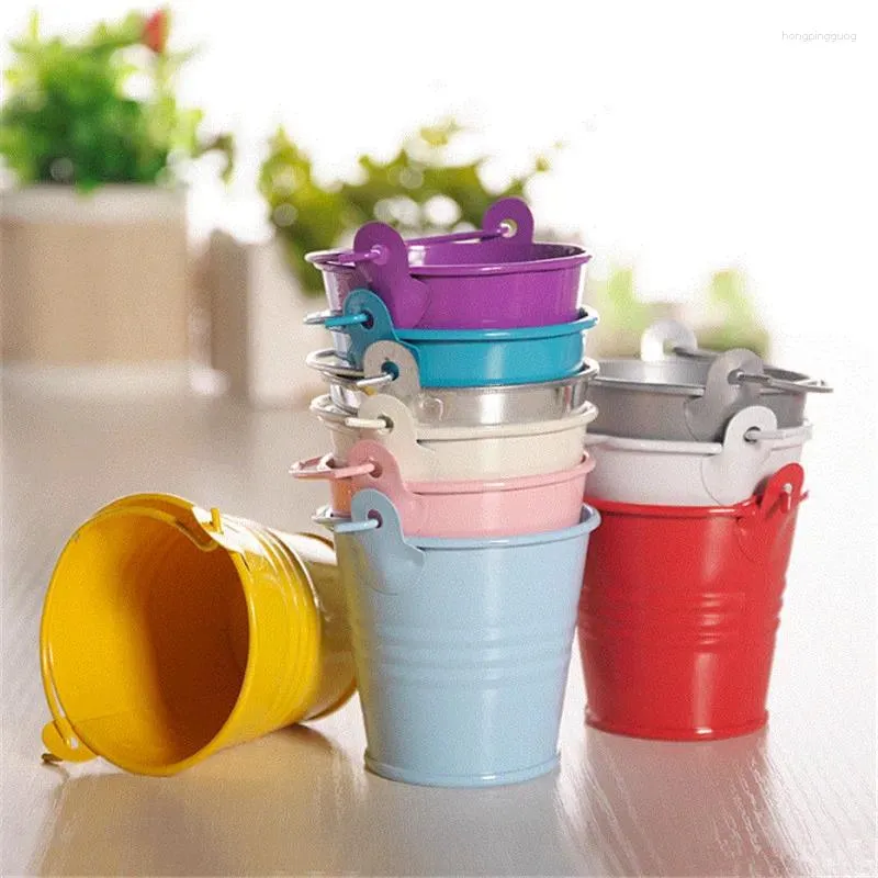 Present Wrap Ourwarm Baby Shower Candy Box Metal Hinks Pots Mini Pail Tins Sweet Tree Plant Bar Wedding Party Favors Boxes
