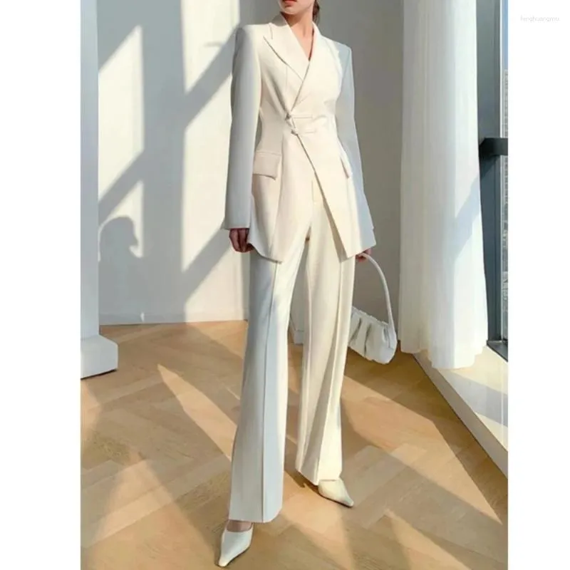 Men s Suits 2024 Women Office Lady Blazers Set Spring Autumn Designer Straight Blazer Pants Two Piece Female Formal Fit Clothing