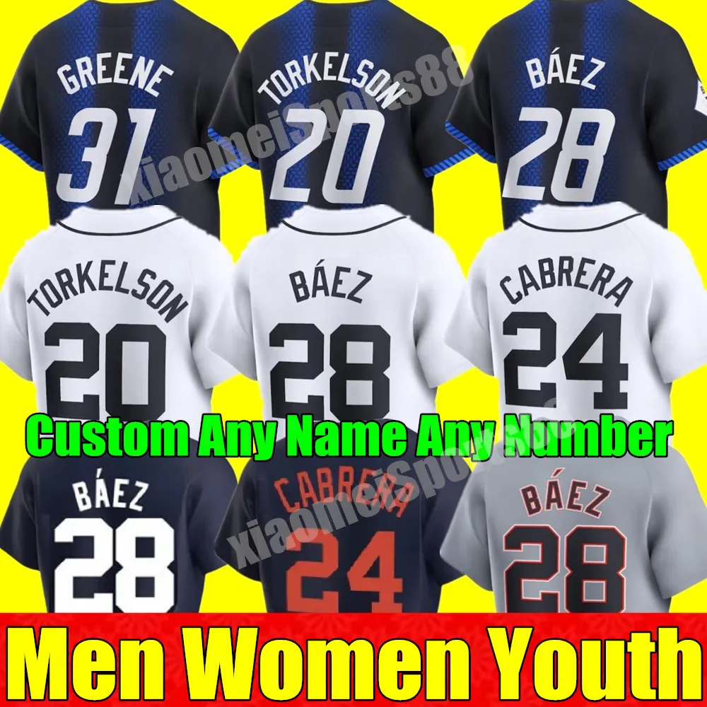 Özel S-4XL 2024 City Connect Miguel Cabrera Beyzbol Jersey Tarik Skubal Javier Baez Kaplanları Kirk Gibson Riley Greene Spencer Torkelson Detroit Andy Ibanez Baddoo