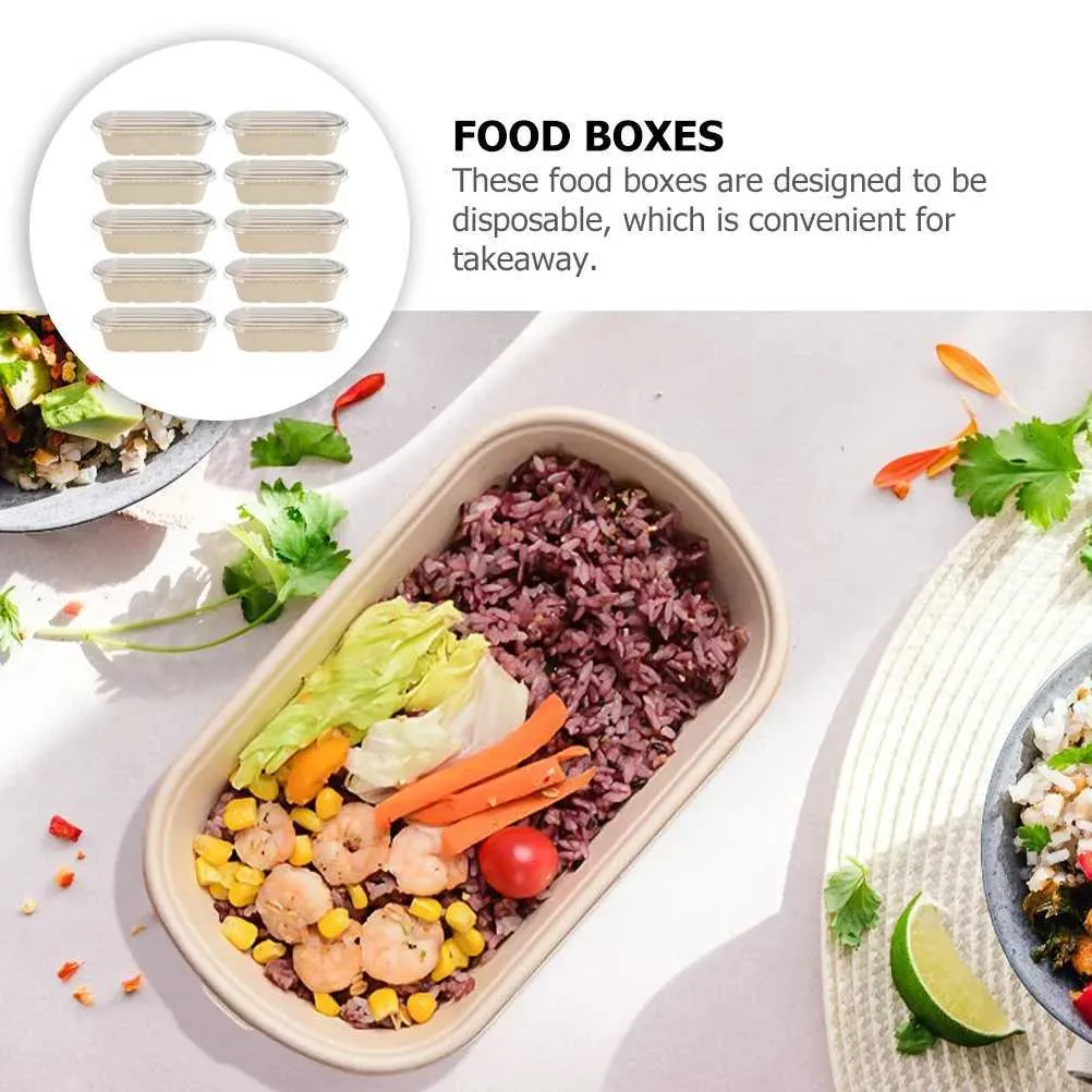 Disposable Dinnerware Single grid salad box container disposable food to paper takeout lunch packaging school tray Q240507