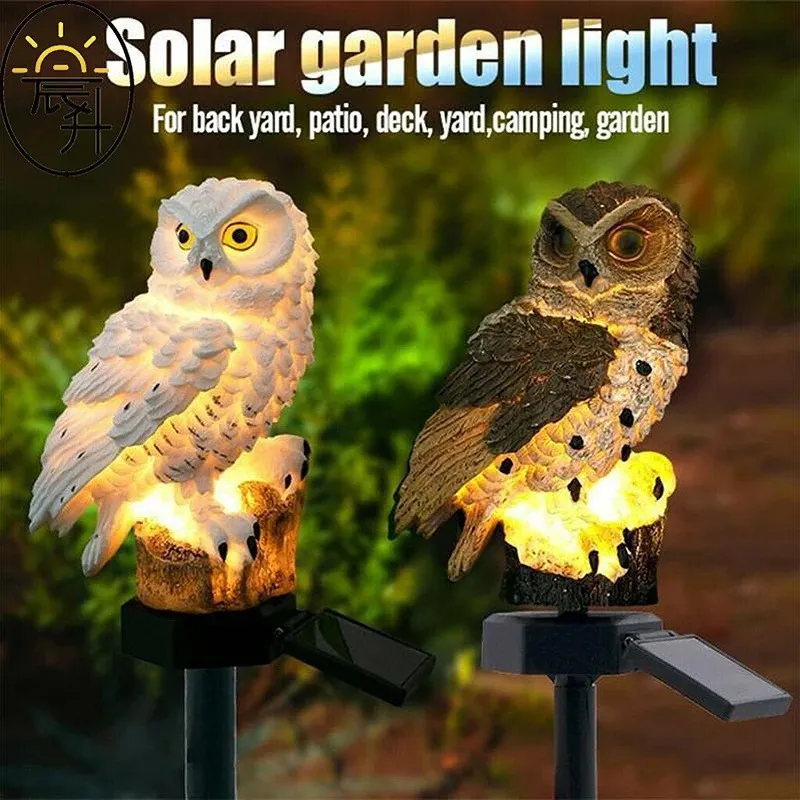 Yaratıcı güneş ışığı açık su geçirmez reçine baykuş süsleri dekoratif ışıklar bahçe peyzaj lambası kılavuzu sokak gece lambası 240423