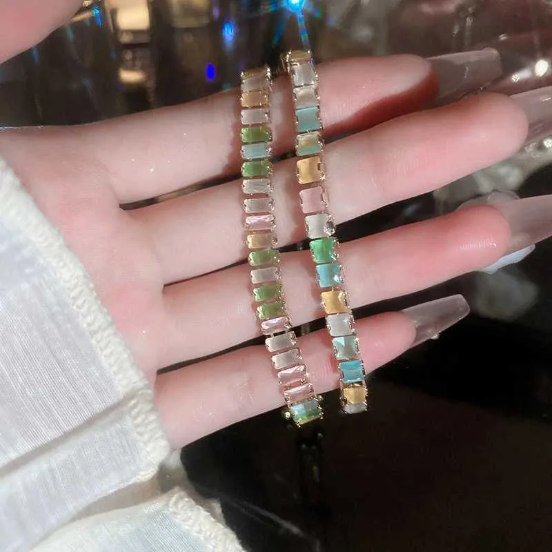 Adjustable Coloured Zircon Bangle Bracelet For Women Korean Style_voghion.com