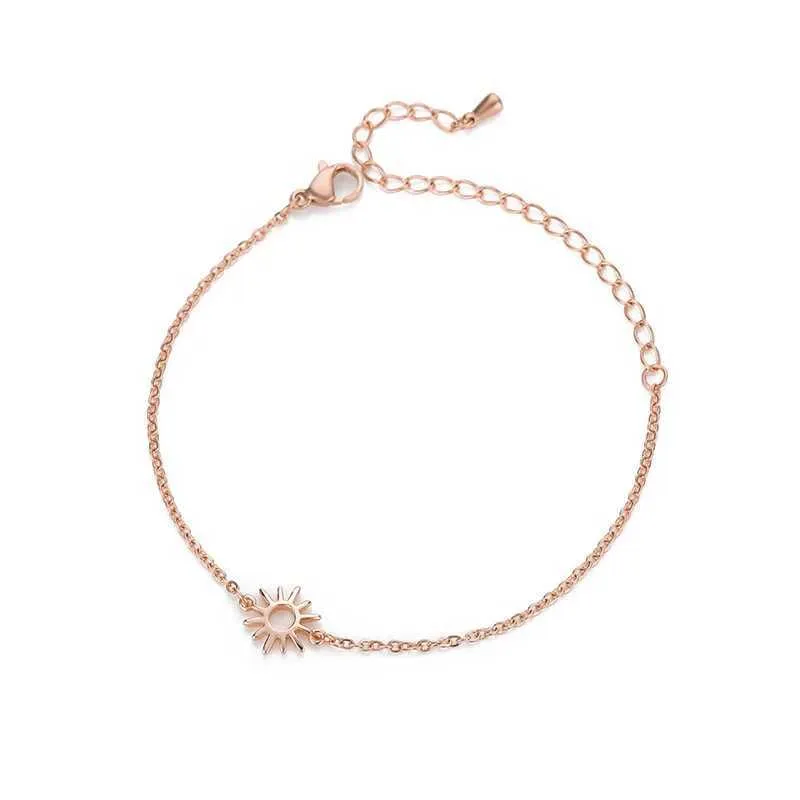 Bangle Sun Hollow Bracelet For Women Stainle Steel Hand Chain Vintage Suower Anklet Boho Foot Jewelry Gift_voghion.com