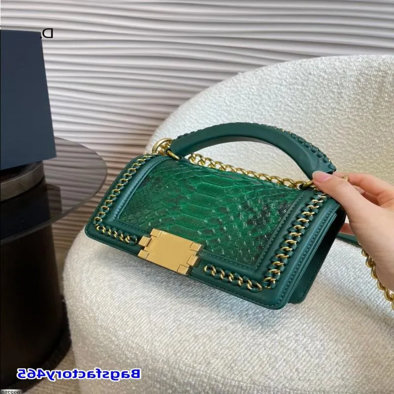 Python Pattere Leather Bag Luxury Designer Messenger Сумка сумочка мешок для поперечного кухода золотой цепоч