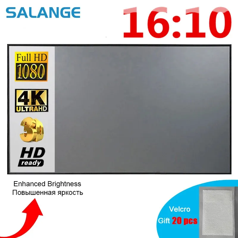 Écran de projecteur antilight de rideau salange 16 10 100 120 pouces en tissu de tissu réfléchissant 3D HD pour le bureau extérieur 240430