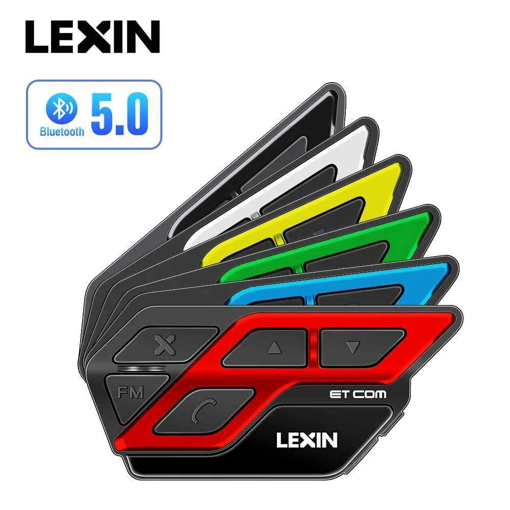 Cell Phone Earphones LEXIN ET COM helmet walkie talkie Bluetooth v5.0 with 6 DIY colors waterproof and FM radio heads J240508