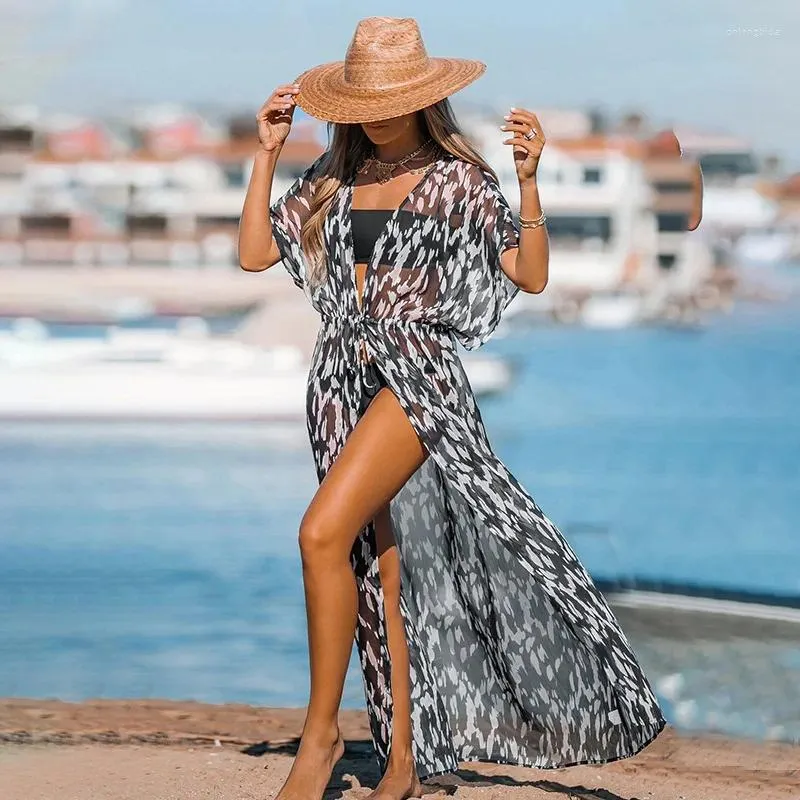 Women Beach Cover -ups Pareo Summer Dress Outlet Swim Up For and Swimsuit Sexy Costumes Tunic Kirt Leisure Holiday tryckt