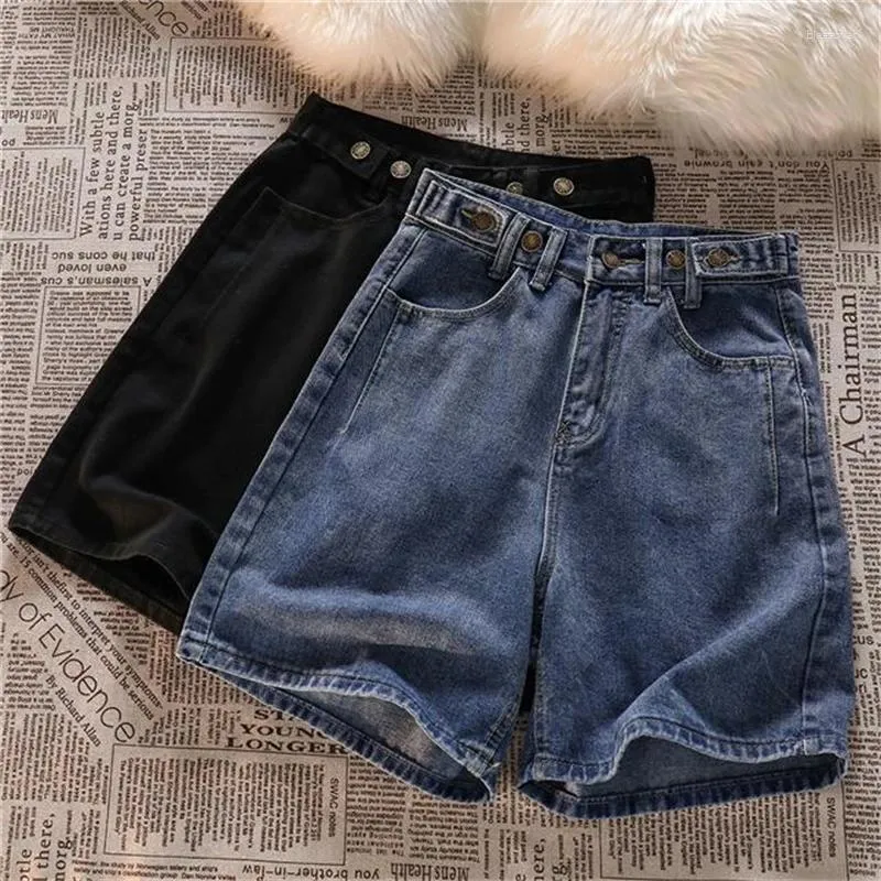 Damen-Shorts-Taste-Einstellung Design Thin Denim Denim Sommer hohe Taille halbe Hosen weibliche lässige A-Linie geradeaus