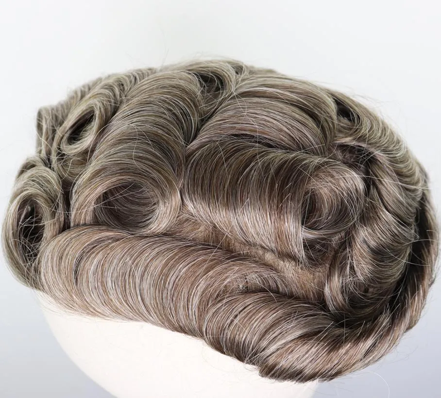 MEN039S Pruik transparen Human Hair Zwitserse kant voortoepie voor mannen 8x10 inch Haar stukken Haarsysteem mannelijk WIG9446680