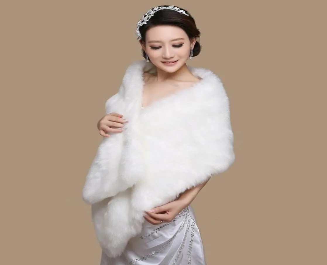 Elegant Wedding Wraps White Black Red Faux Fur Shrug Cape Stole Wrap Wedding Bridal Special Occasion Shawl4585922