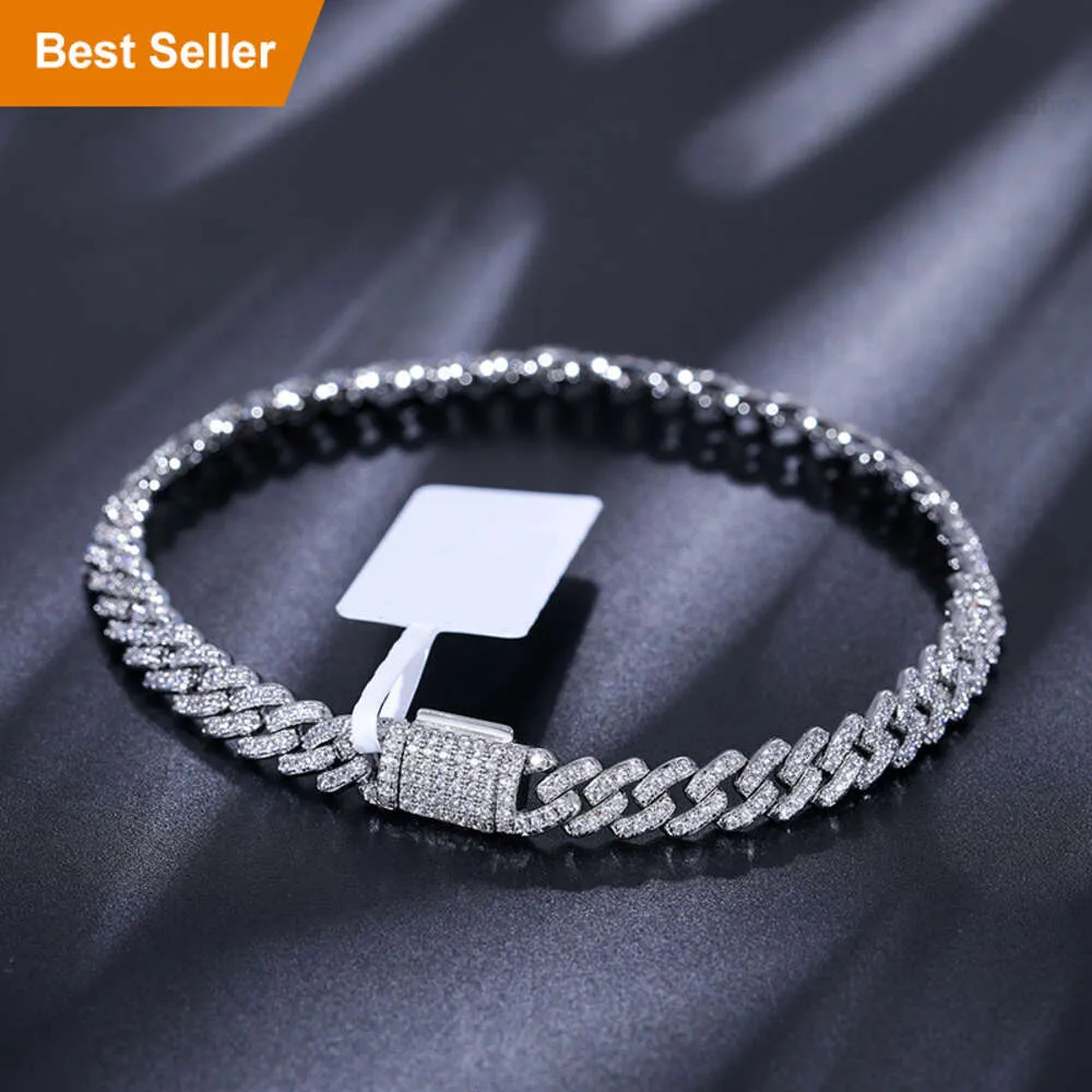 Dropshipping online best -seller 6mm 925 Sterling Silver VVS Moissanite Diamond Iced Out Chain Chain Link Chain Bracelet for Men Women