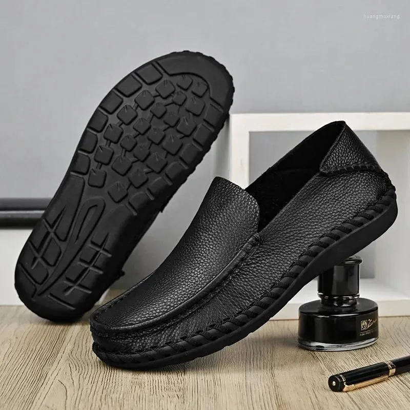 Chaussures décontractées mocassins en cuir en cuir doux authentique entreprise de haute qualité plus taille 4748 mocassins