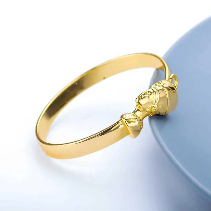 Bijoux africains à breloques reine égyptienne néfertiti, bracelets pour femmes, manchette en acier inoxydable, Vintage réglable_voghion.com