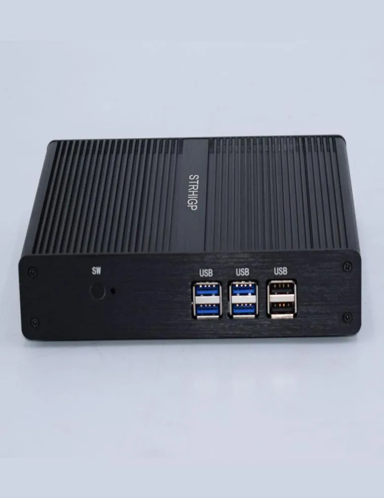 STRHIGP Small Form Factor Mini Computer Nano PC Fanless Mini PC med 2 USB VGA Quad Core Celeron J1900 12V Low Power Computer9361778