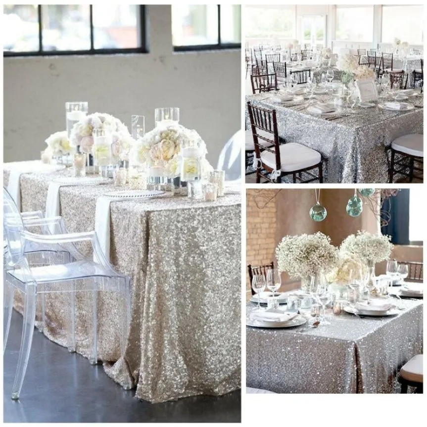 Matten pads sprankelende glitter pailletten tafelkleed deksel rechthoek tafelkleed voor bruiloft decor 2638