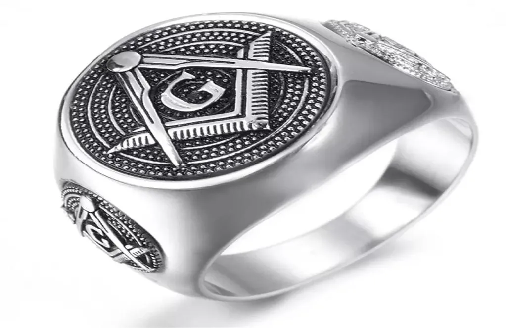 Ring van hoge kwaliteit 316 roestvrij staal Men039S Maoson Masonic Silver Black Rings Mason Sieraden Uniek ontwerp High Grade5956065