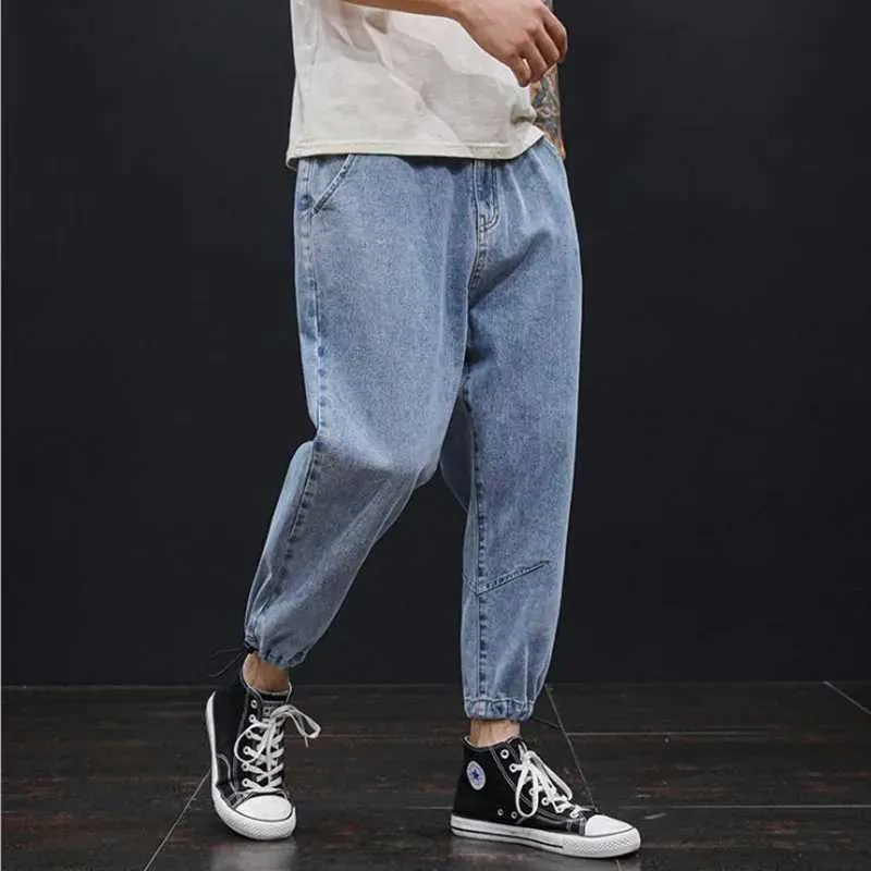 Plus Size 48 New Brand Mens Fashion Harem Jeans Pants Spring Autumn Men Loose Denim Trousers Hip Hop Elastic Waistband