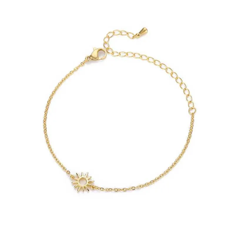 Bangle Sun Hollow Bracelet For Women Stainle Steel Hand Chain Vintage Suower Anklet Boho Foot Jewelry Gift_voghion.com