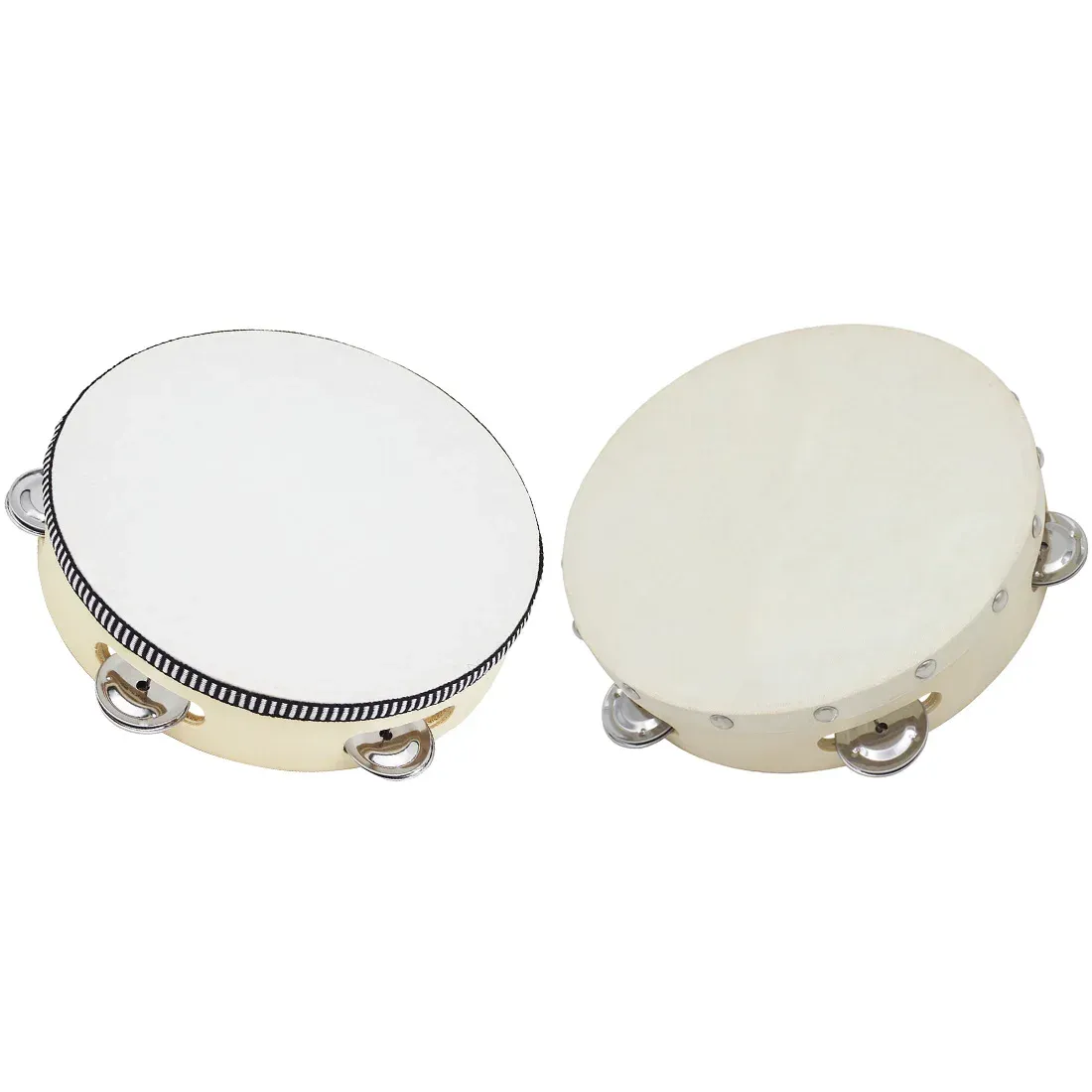 Instrumenten 8 inch Tamboerijn Drum Hoge kwaliteit Handwerkte Bell Drums Houten Tambourine Percussion Toys For Kids Educatieve instrumenten