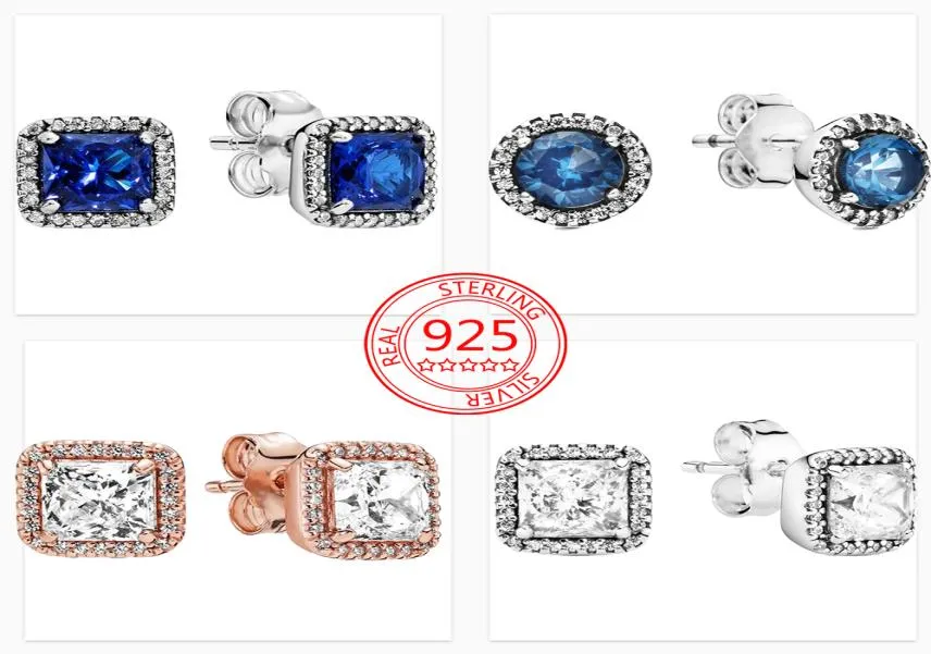 The New Fashion 925 Sterling Silver Blue Zirkon oorbellen Square Aura Classic Female Delicate Jewelry Accessories8684002