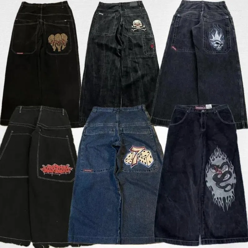 Mäns jeans y2k baggy vintage jnco högkvalitativ broderad mönster hiphop streetwear casual män kvinnor harajuku bred ben