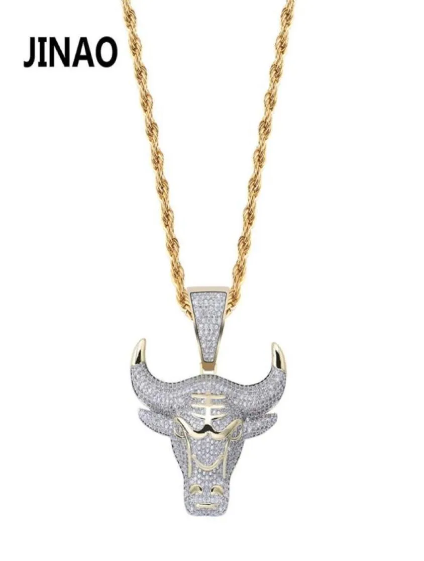 Jinao Fashion Cubic Zircon Collier de chaîne glacée Bull Demon King Pendant Hip Hop Jewelry Collier Bling Gift for Man J8766706
