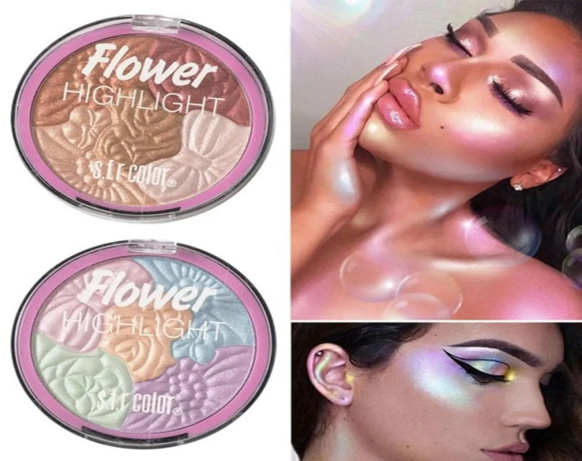 Color Flower 3D Baked Highlighter Palette Bronzer Highlighting Glow Makeup Shimmer Rainbow Highlight Illuminator Contour9015786