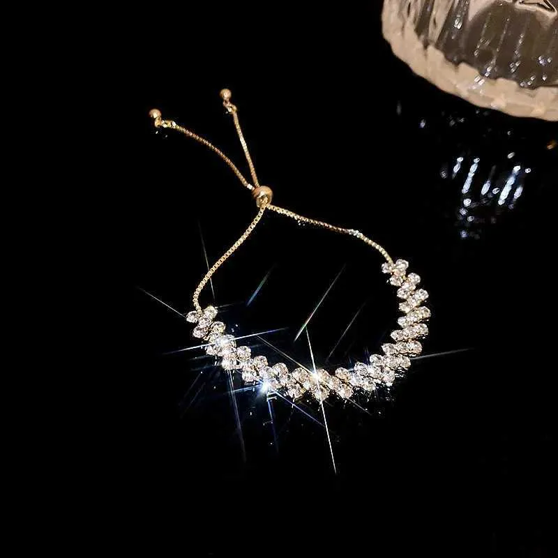 Adjustable Rhinestone Bangle Bracelet With Zircon For Women_voghion.com