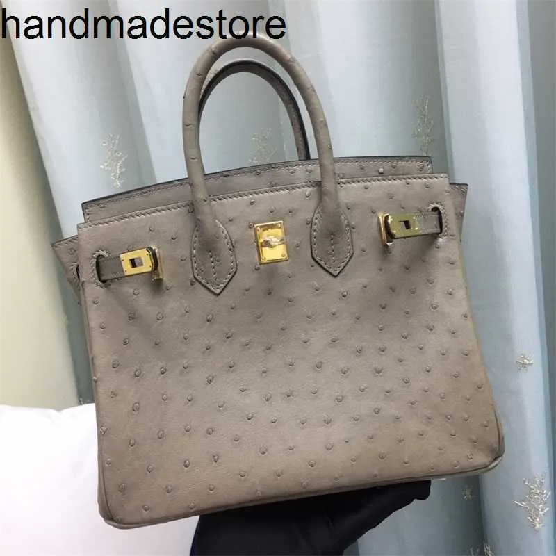 Platinum strutsväska handväska för kvinnors 25 tum banketthandväska handsydd vaxtråd av high-end kvinnors väska handgjorda äkta läder