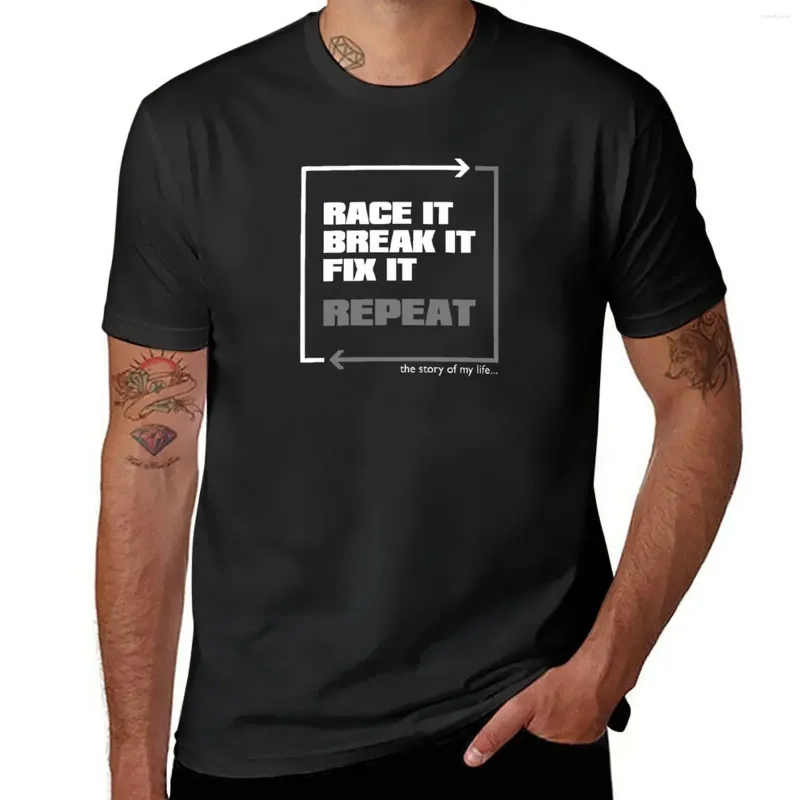 Herrpolos lopp det bryter fixa det ... upprepa - bil killar racecar t -shirt sport fans svarta överdimensionerade män klädningar