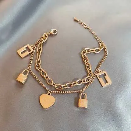 Layered Star Charm Bangle Bracelet Stainless Steel Golden Retro_voghion.com
