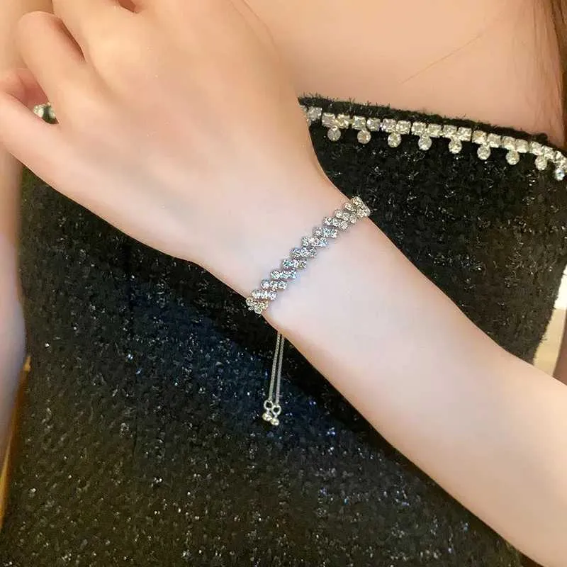 Adjustable Rhinestone Bangle Bracelet With Zircon For Women_voghion.com