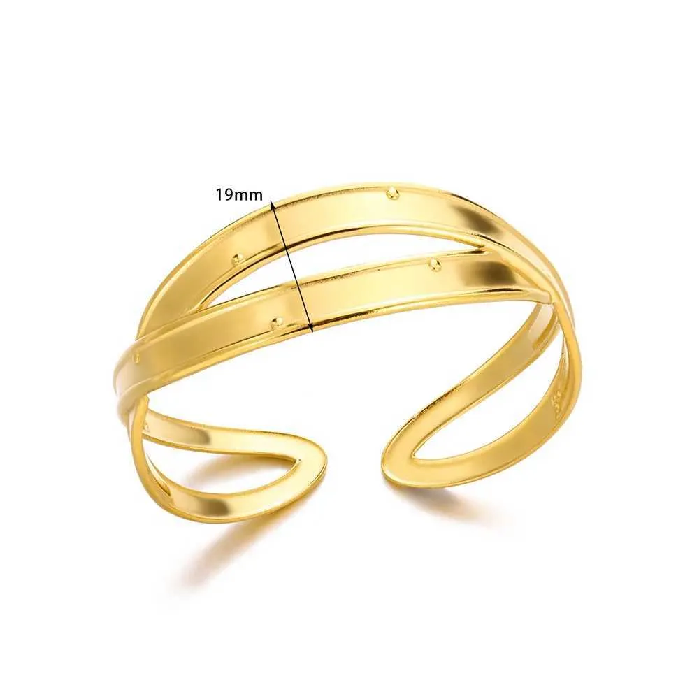 Bracelets Minimalist Bangle Stainless Steel For Women Vintage Gold Color Texture Aesthetic Charm Bracelet Daily Wear_voghion.com