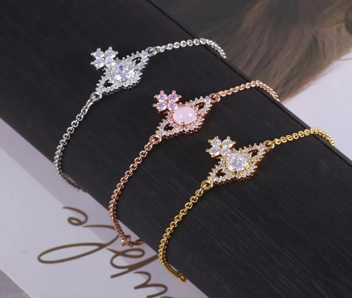 Luxury Fashion VV West Jewelry Saturne Diamond Bracelet Crystal Zircon 18K Gold Plated 925 STERLLING Silver Women Designer Design L3762741