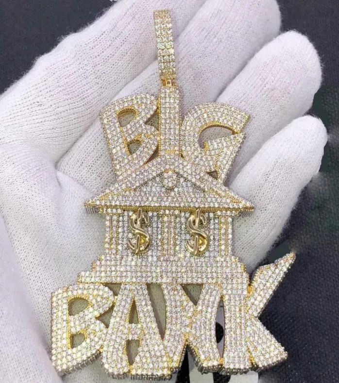 Ketten Männer Junge Hip Hop Schmuck mit Brief Big Bank Money Anhänger ECED BLING 5A Kubikzirkon gepflasterte Seilkette Halsketten5664840