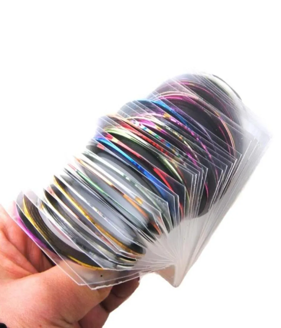 Alles voor nagel 30 -stks striping tape lijn Nail Art Decoration Sticker Diy Stickers Mix Color Rolls3003798