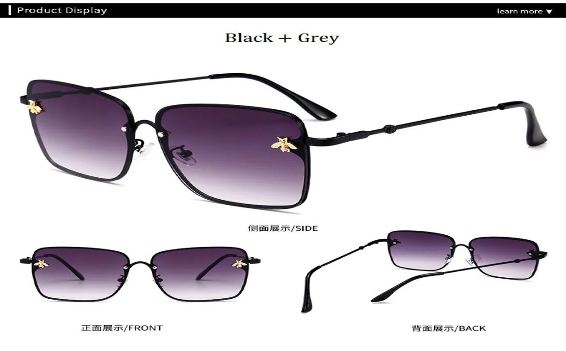 Óculos de sol retro quadrado feminino designer de marca abelha moldura de metal superdiz óculos de sol moda gradiente tonales oculos uv4002687153