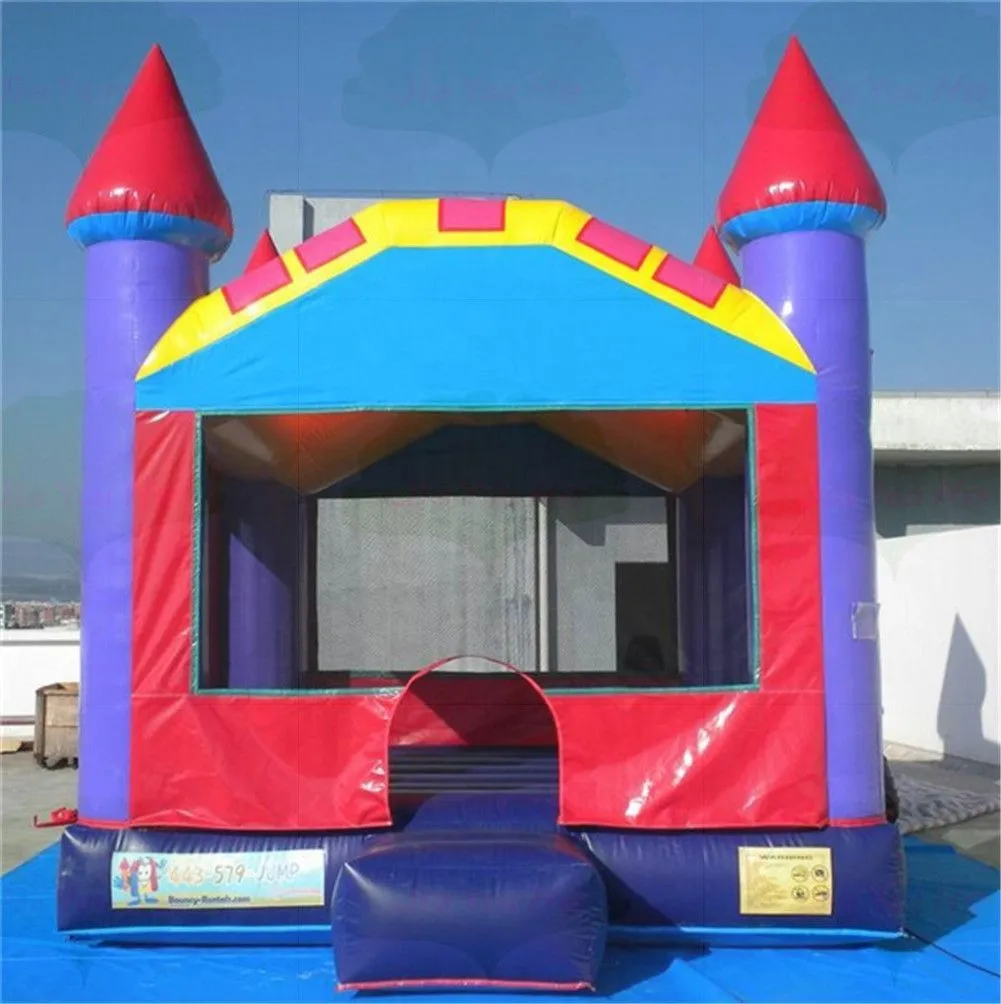 Partihandel 4x4m (13.2x13.2ft) med fläktens kommersiella bakgård Uppblåsbar trampolin luftstoppare studsa hus bouncy jump castle umpers jumpoline för barn