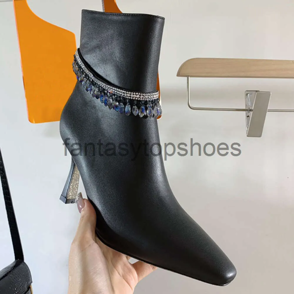 JC Jimmynessity Choo Crystal Ladies Boots Shoes Lamp Decoration Quality Small Square Head High Heel Booties Luxury Designers