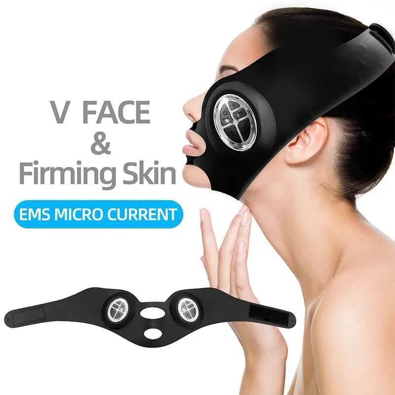 Home Beauty Instrument V-vormige afslanke gezichtsmasker EMS Micro Current Massager Equipment Machine Chin Lifting Firming Skin Instrument Q240507