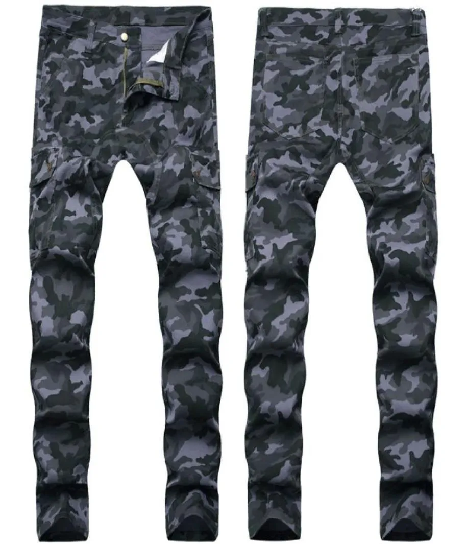 Men039S Jeans Mens Overalls Camouflage Stretch Slim Fit Long Denim Blue Hip Hop Pants Pencil For Male3582990