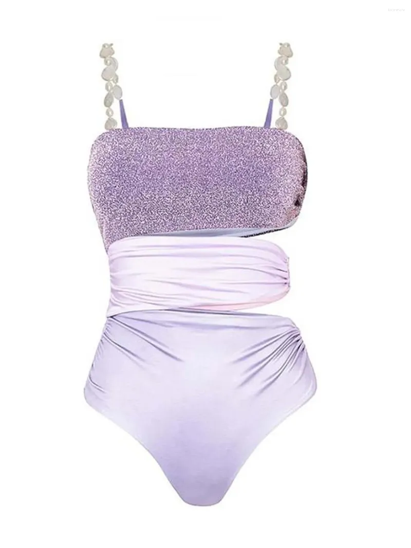 Kolorowy blok stóp w spaghetti Pasek Spaghetti Zestaw bikini dla kobiet 2PCS Modna Holiday Plaży Obid Beachwear w 2024 roku