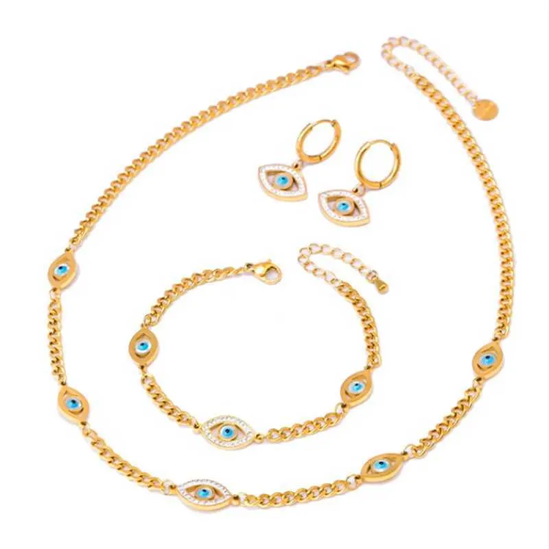 Súprava šperkov evil eye z nehrdzavejúcej ocele so zirkónom_voghion.com