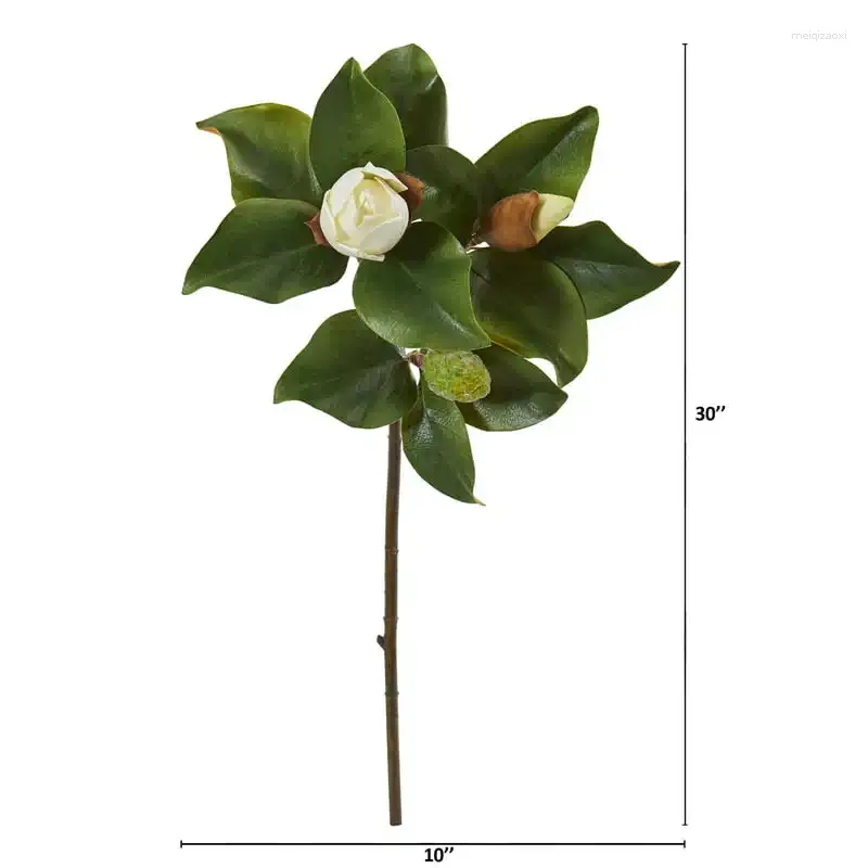 Dekorativa blommor magnolia konstgjord blomma (uppsättning av 4) vita