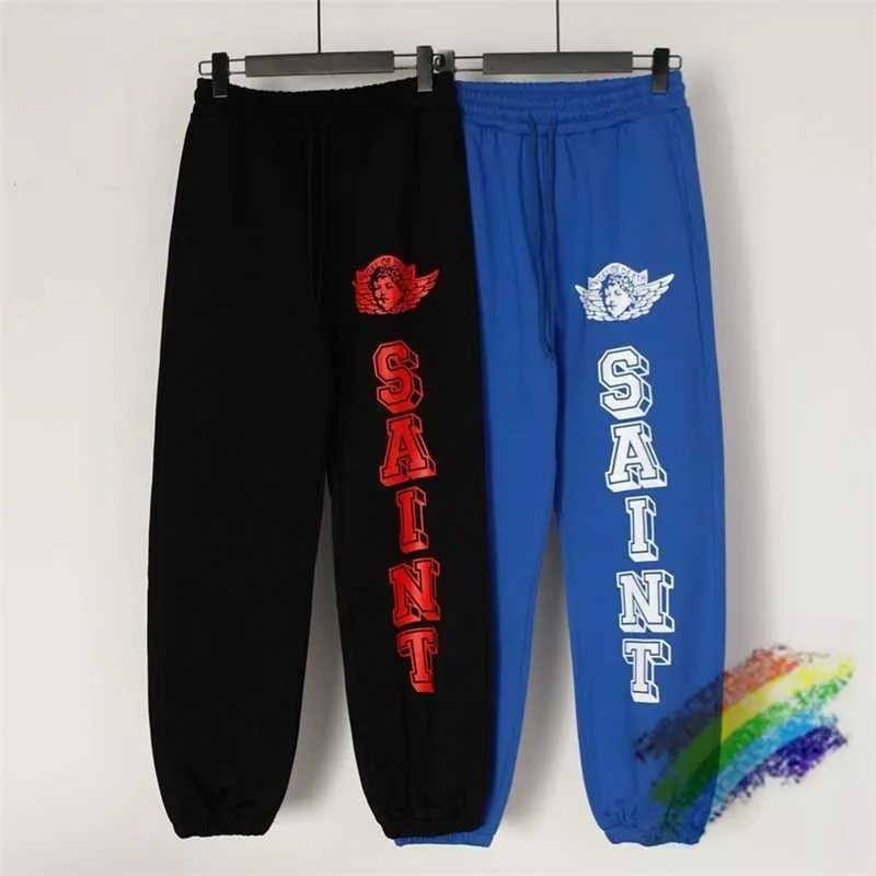 Calça masculina saint angel estampa -pólvora de moletom homens calças casuais calças de jogger calça Terry Troushers T240508