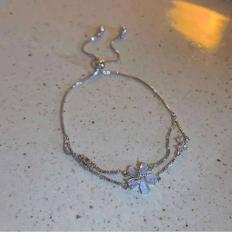Bracciale a fiore in cristallo e zirconia per donna bracciale doppio_voghion.com