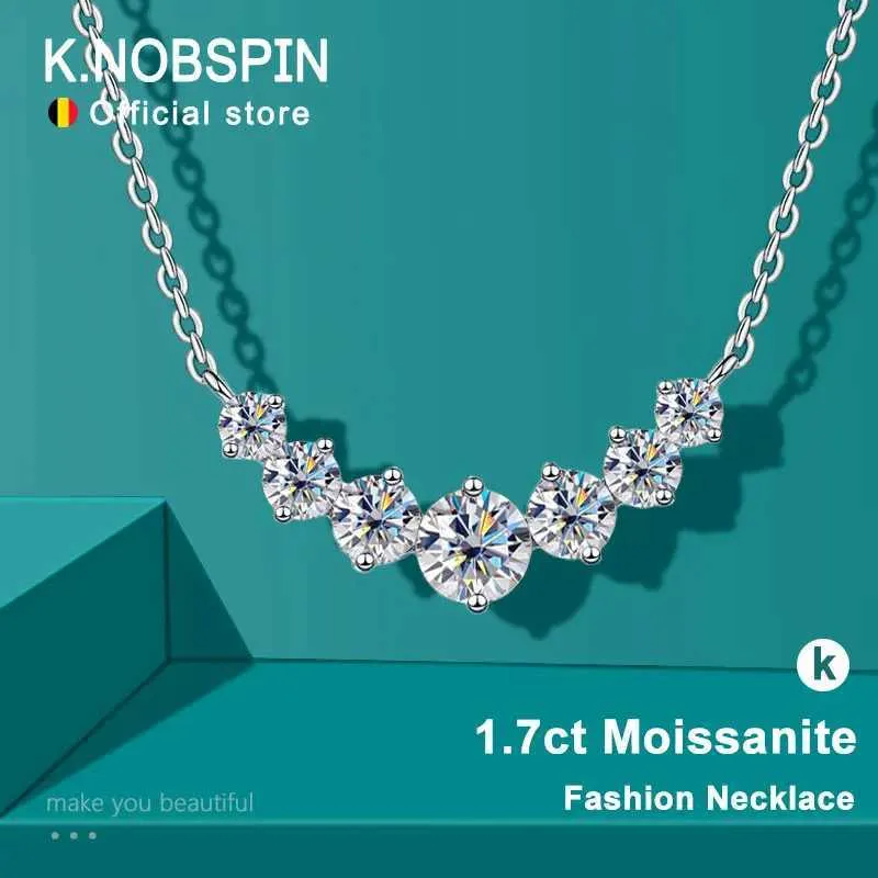 Подвесные ожерелья K. nobspin moissanite Женское ожерелье Испытательное свидетельство о ювелирных украшениях 925 Sterlsliver, покрытое 18 -километровым ожерельем Platinum J240508