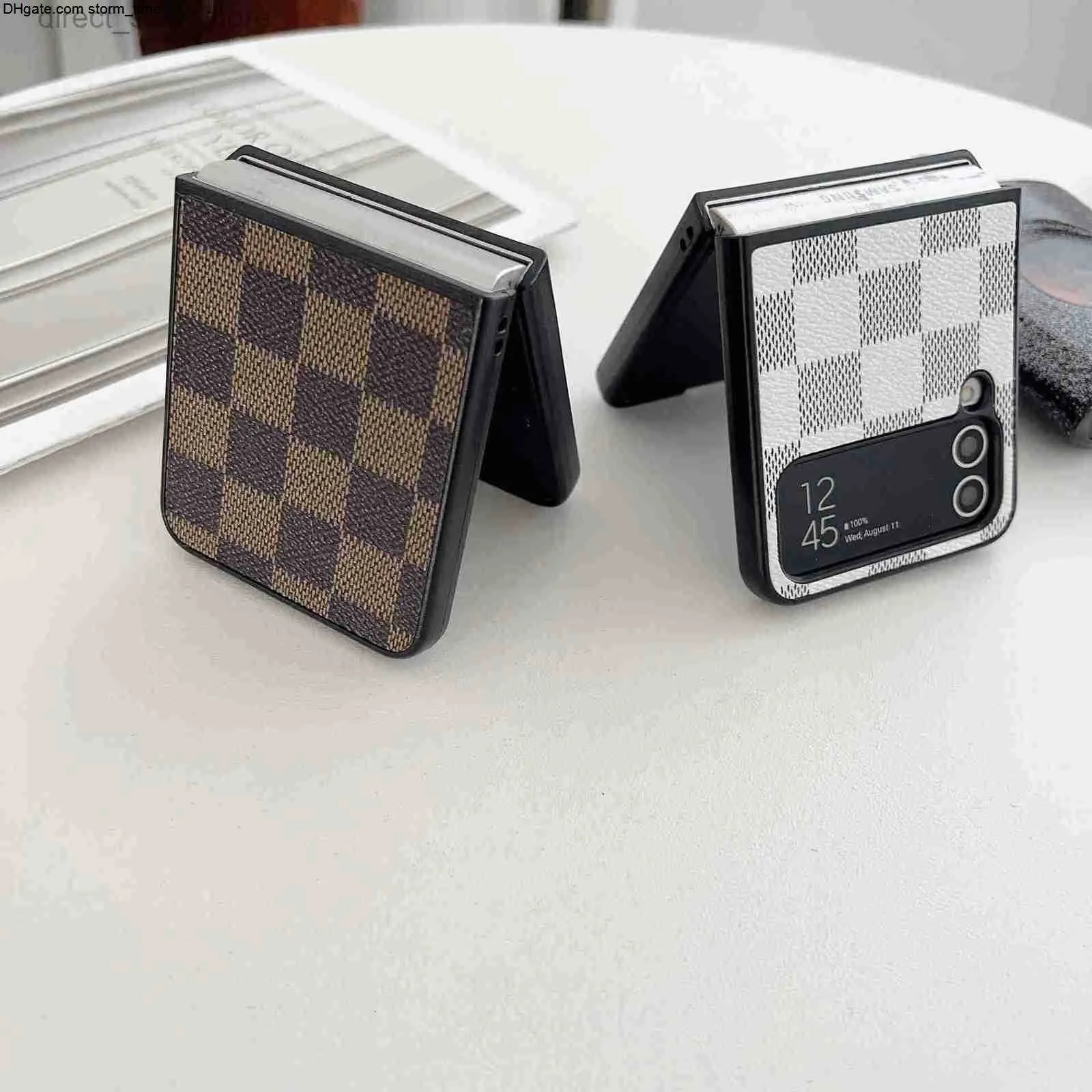 Casos de luxo por telefone de designer para Samsung Galaxy Zflip 4 3 Caixa de proteção dobrável de quadriculado vintage