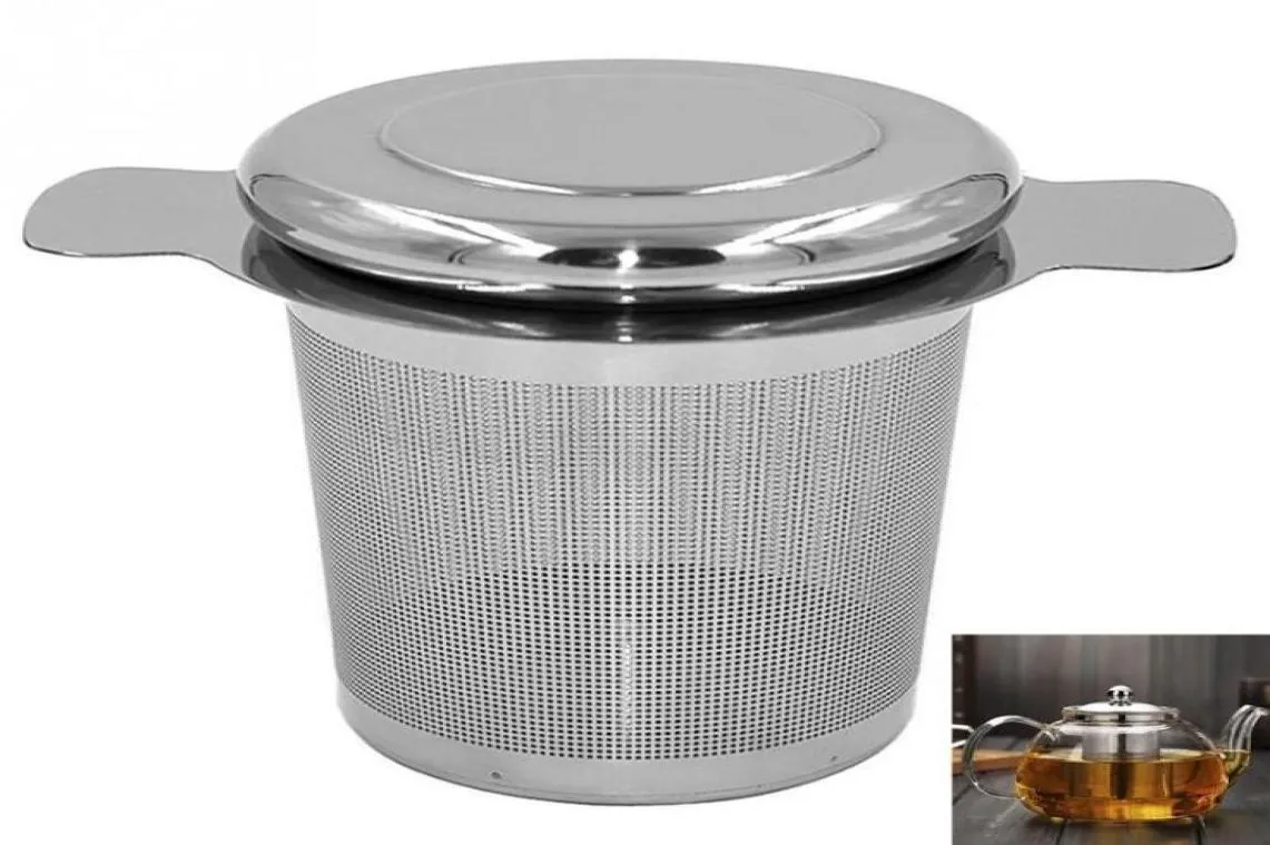 Fine Mesh Tea Sieb Deckel Tee und Kaffeefilter wiederverwendbares Edelstahl -Tee -Infuser -Korb mit 2 Griffen DHB6465234649