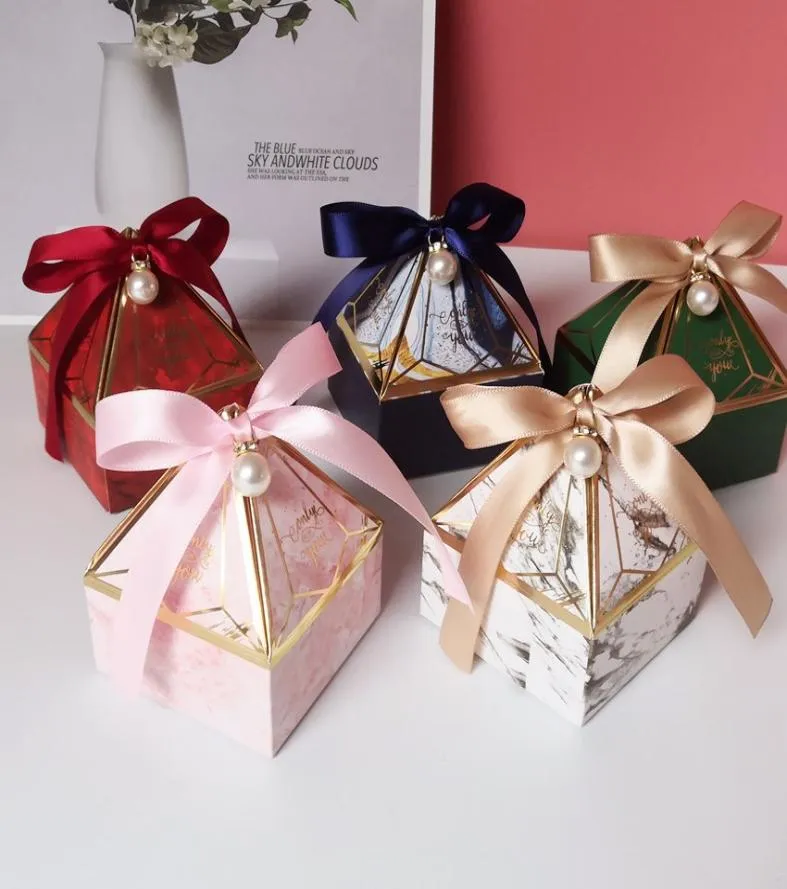 Nouvelles boîtes enveloppantes Gem Tower Bronzing Candy Favor Sacs Mariage Baby Shower Decoration Papier Boîte cadeau Emballage Événement Party Supp4689823